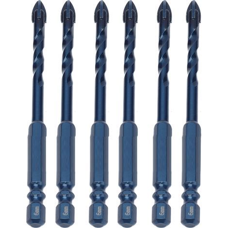 10 Mèches en Carbure de Tungstène pour Céramique, Marbre, Verre, Tige Hexagonale 1/4\ (1/5)