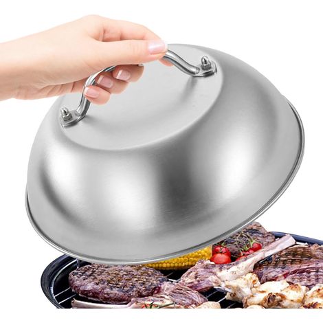 Deckel zum Marinieren  Deckel für Kochzubehör  Runde Edelstahlkuppel für die Grillplatte, zur Verwendung auf einem flachen Grill für drinnen oder draußen (1/5)