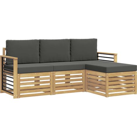 Set di divani da esterno 4 pz Salotto da Giardino Bianco e Antracite (1/5)