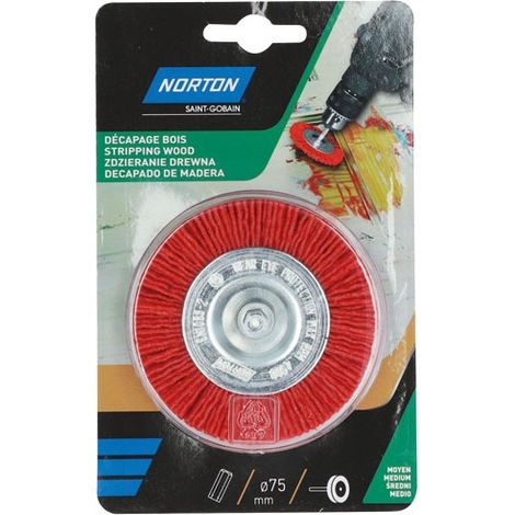 Rundbürste für Bohrmaschine Nylon Rot 75 Norton - Norton
