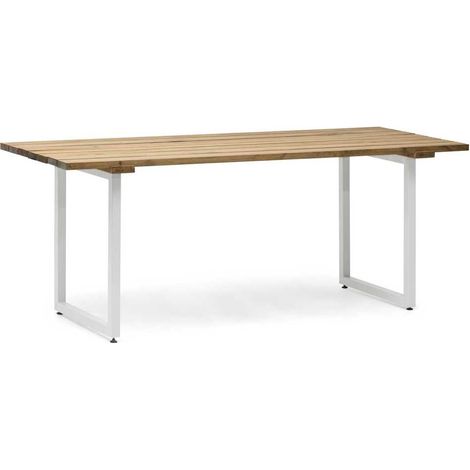 Mesa Listones Exeter Eco-Line Blanca 160x78x75cm en madera maciza acabado envejecido de gran espesor Box Furniture