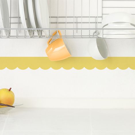 Frise décorative adhésive, festonnée jaune, feston, 9 cm X 300 cm (1/5)