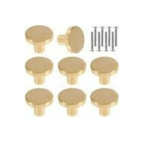 Boutons de Porte Boutons d'armoire Ronds en Laiton Massif Poignées Rondes de Meuble Vintage avec Vis pour Armoire Placards Tiroirs 20 x 25mm (8Pcs)，