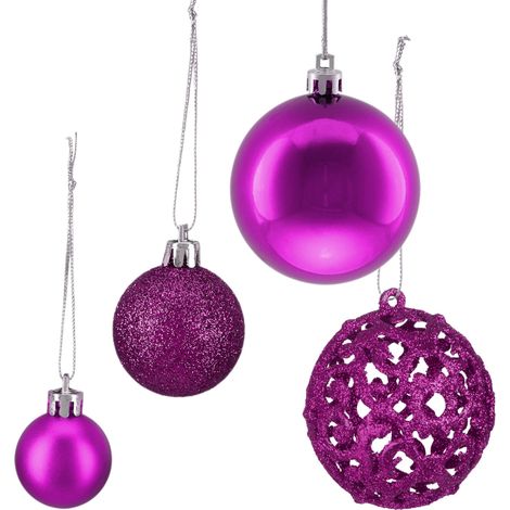 Lot de 150 boules de Noël décoratives scintillantes accrochables 4 x 3 cm en polystyrène rouge 130014327