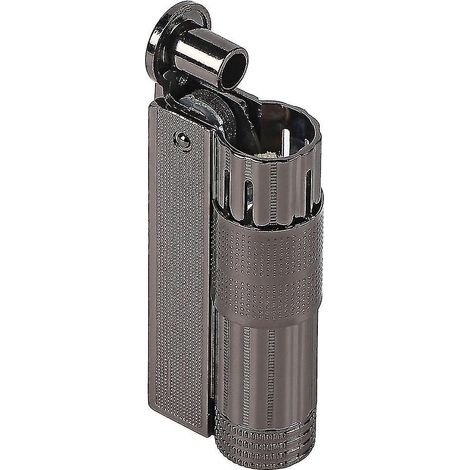 Briquet à essence vintage en acier inoxydable (noir) (1/4)