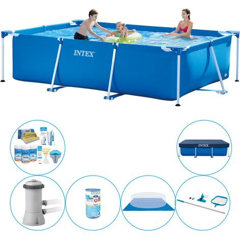 Intex – Piscine tubulaire rectangulaire 300x200x75 cm – Ensemble complet 6 pièces – Pour jardin – Facilité d'installation et confort d'utilisation