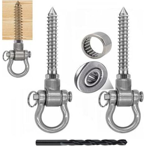 2 Pièces Crochet balancoire,140mm Crochets de hamac en Acier Inoxydable 180° Plafond pivotant Ensemble pour balançoires d'aire Jeux intérieure et extérieure Suspendue Chaise - (1/5)