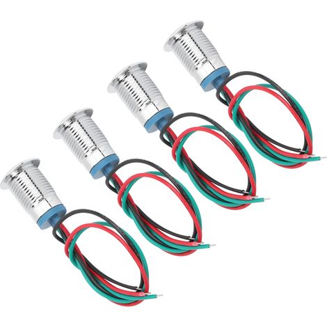 4 Sets vorverdrahtete runde LEDs, wasserdicht, Metall, 2-Farben-Anzeige, gemeinsame Kathode, 12 mm, 1224 V (Rot und Grün) (1/5)