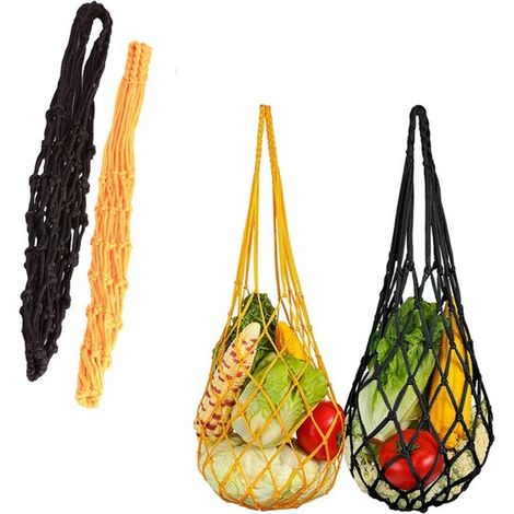 2 Stück Hängender Gemüsefutterspender, Hühnerfutternetz, Obstfutterspender für Enten und Gänse, 58 cm (schwarz und gelb) (1/5)
