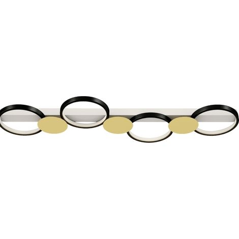Plafonnier LED 38 W avec télécommande, intensité et température réglables 3000 K à 6500 K, design noir et doré pour salon et salle à manger - CHICFURN (1/5)