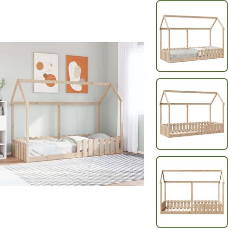 Kinderbett Hausbett 80x200 cm Massivholz Kiefer - Kinderbettgestell - Kinderbettgestelle - Kinderbett - Kinderbetten (1/5)