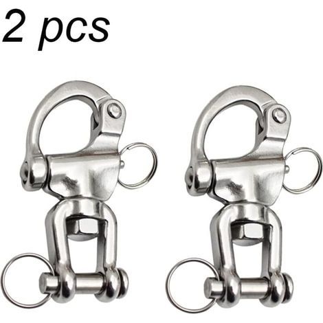 2PCS Mousqueton Pivotant à Emerillon, Mousqueton pivotant INOX Accessoires Maillons Rapides Crochet à Ressort Rapide à Largage en Acier Inoxydable 316 pour Drisse de Voilier Bateaux (1/5)