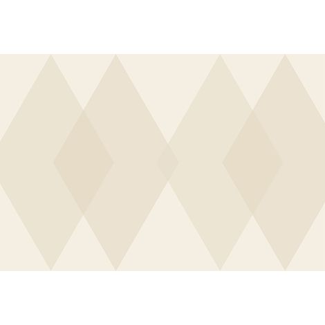 Papier peint panoramique beige tendance | Tapisserie panoramique géométrique à motifs losange | Papier peint panoramique design idéal salon - 267 x 400 cm (4 pièces) (1/2)