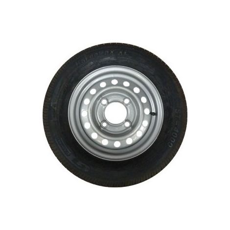 Maxter – Roue de remorque 155/80x13 – 4 trous entraxe 130 mm – Déport +20 mm – Charge max 437 kg – Vitesse max 140 km/h
