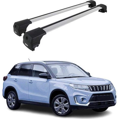 OMAC Aluminium Dachträger Querträger für Suzuki Vitara IV 2015-2026 – City Crash – ISO/PAS 11154:2006 – Abschließbar – Max. 75 kg – 2 Stangen Silber (1/5)
