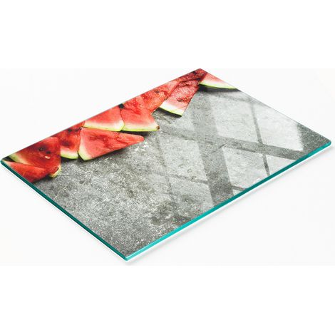 Küchenservierbrett aus gehärtetem Glas mit Wassermelonenmotiv, 80 x 52 cm (1/5)