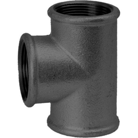 Raccord en fonte malléable noir té 1 1/4'' FF/FF/FF