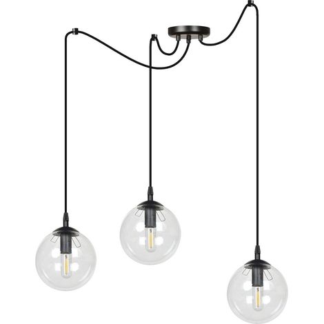 Lampadario Emibig GIGI 3 nero trasparente 3xE14 vetro (1/5)