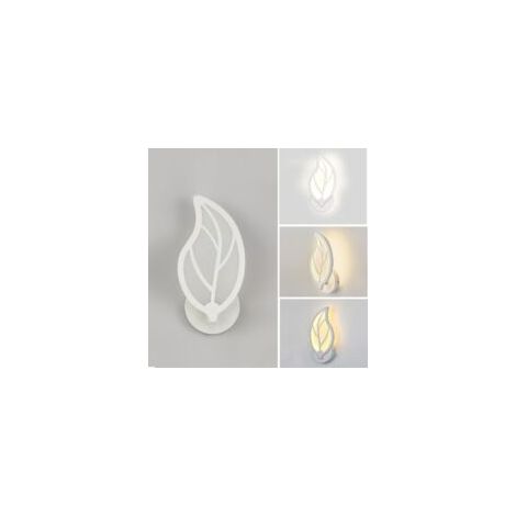 Applique Murale LED 12W Applique Murale Intérieur (Lumière Chaude) Lampe Murale Interieur Blanche Forme de Feuille, Applique Murale Enfant, Applique Art Deco pour Salon, Chambre, Chevet