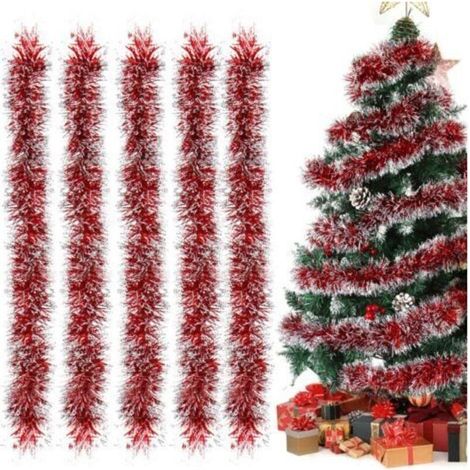 Guirlandes de Noël rouges en glaçure, lot de 5 guirlandes de Noël, guirlandes métalliques en glaçure, guirlande pour sapin de Noël (1/5)