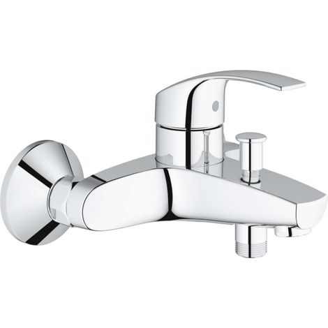 Mitigeur de baignoire chrome – Montage mural – Levier métallique – Cartouche céramique GROHE SilkMove 35 mm – Limiteur de température – 33300002