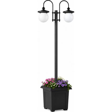 Lampadaire solaire de jardin à 2 lanternes – Hauteur réglable 150 cm, 60 lm, lumière chaude 2700 K, allumage automatique, IP44 (1/5)