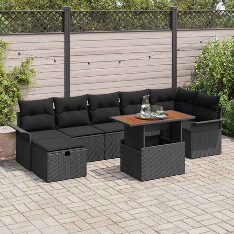 Set Divano da Giardino 8 pcs Nero polyrattan vidaXL (1/5)