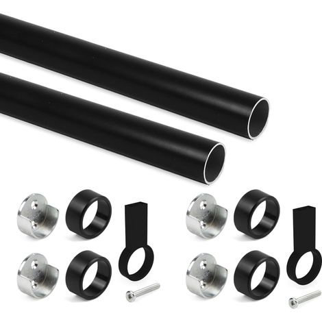 Lot de 2 rails ronds pour armoires D 28mm – Longueur 1150mm – Supports aluminium et zamak – Charge max 40kg/mètre – Battipav (1/5)