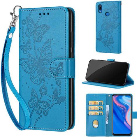 Coque Huawei P Smart Z Y9 Prime 2019 - Étui Portefeuille avec Compartiment Cartes et Billets - Fermeture Magnétique - Bleu - 1 Pièce (1/5)