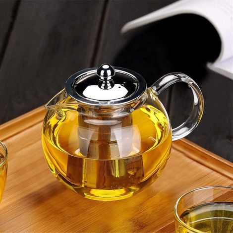 Théière En Verre - 650 ml - Infuseur Amovible - Compatible Cuisinière - Pour Thé En Vrac Et Fleurs (1/5)