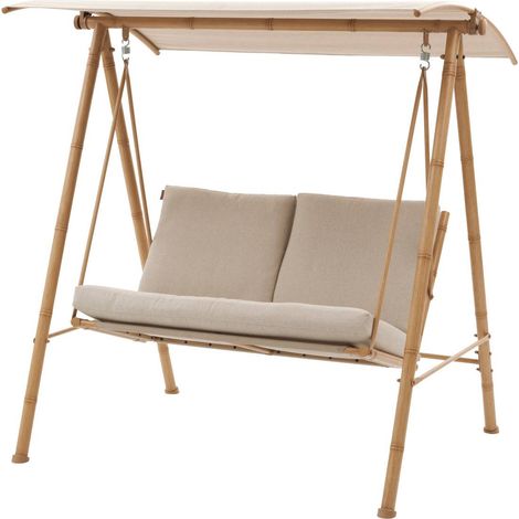 Altalena da giardino baroe beige 170 x 129 x 213 cm in acciaio e texalina - Hespéride (1/5)