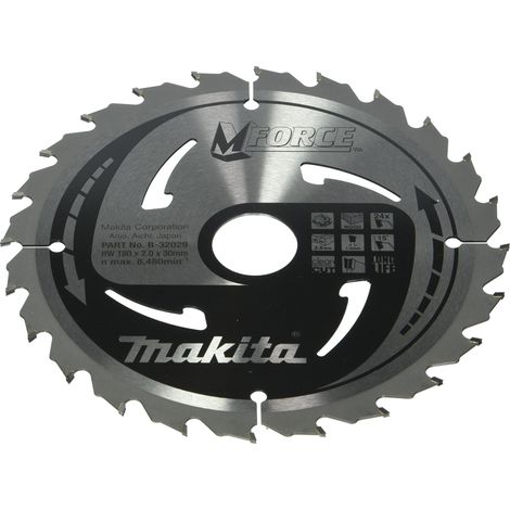 Makita - Hoja de sierra para madera, 180x30 mm, 24 dientes B-32029