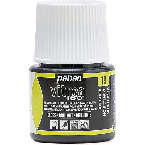 Peinture pour verre - PEBEO - V160 - 45 ml - Effet brillant - Noir encre (1/5)