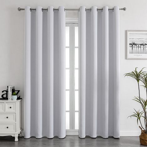 Rideaux Occultant pour Chambre - Double Rideau Isolation Thermiques de Fenêtre Maison / Tissu Solid Lourd pour, Lot de 2 ,L 100 X H 130 cm,Bleu (1/2)