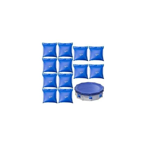 Lot de 12 sacs à eau de piscine - Poids d'eau carré,Petit sac à eau épais en PVC,Pour couverture de piscine,Pour lester les bâches de piscine (1/4)