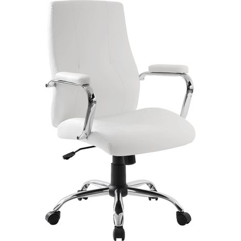 Poltrona da Ufficio Direzionale New York con Braccioli 58x64x101-111 cm in Pelle Sintetica Bianco (1/4)