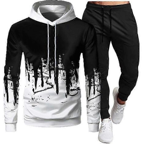 Herren-Trainingsanzug-Set, bestehend aus grünem Kapuzenpullover, Jacke und Hose (1/3)