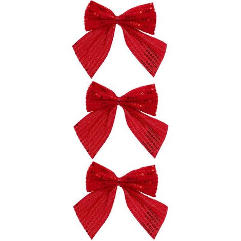 Set di 3 fiocchi decorativi con paillettes 9x10cm rosso - Feeric lights & christmas