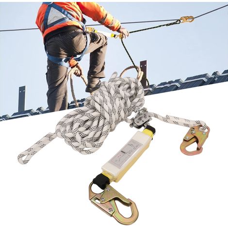 Corde de ligne de vie verticale, outil d'équipement de sécurité de toiture en polyester, corde pour randonnée et escalade d'arbre, 50 pieds