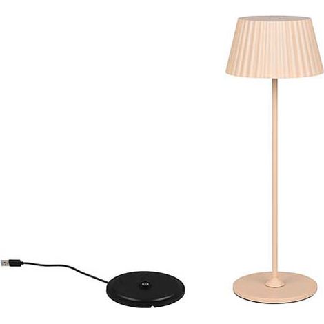 LED Tischleuchte Nachttischlampe Leselampe Metall Sand Akkubetrieb H 39,1 cm (1/5)