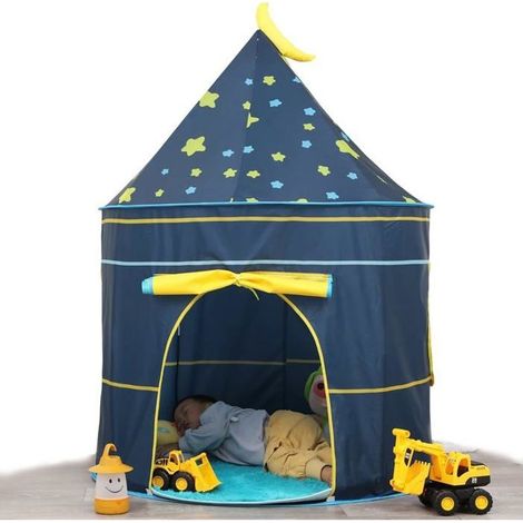 Tente Tipi Enfant Étoiles Lumineuses - Château Princesse Intérieur/Extérieur, Maison de Jeu Cadeau d'Anniversaire (Bleu Lune) (1/5)