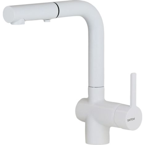 Küchenspülmischer mit abnehmbarer mattweißer Dusche Gattoni Pesci PC0405.BO weiß matt