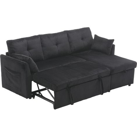 Modulares Eck-Schlafsofa mit Stauraum 206 x 108 x 66 cm Schwarz MODENUIT (1/5)