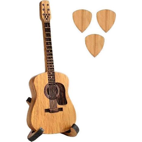 Boîte de rangement portable en bois pour médiators de guitare avec support, cadeau idéal pour guitaristes. (1/5)