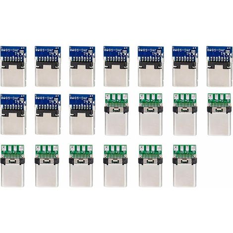 20 Planches Breakout USB Type C à Souder PCB 3.1, Connecteur USB C Mâle et Femelle à Souder, Adaptateur DIY avec Vis M2, Transmission 5 Gbit/s, pour Projets Électroniques (1/5)