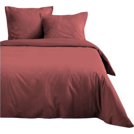 Housse de couette en coton 200 x 200 cm uni Edenne rouge (1/2)