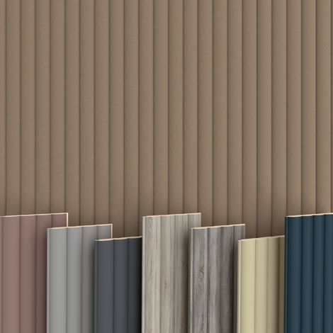 WAVE Lamellen 2,75m HEXIM MDF Holz Lamellenwand Wandverkleidung Lamellenpaneele Wand Paneele stoßfest: Start- / Endlamelle, Pure Wood (1/5)