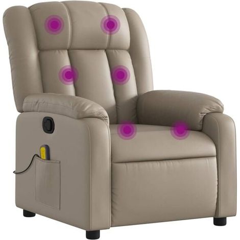 Chaise longue de massage en cuir synthétique couleur cappuccino – Relaxation ergonomique, dossier inclinable et repose-pieds réglable – Idéale pour salon ou spa à domicile (1/5)