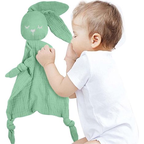Couverture de sécurité bébé lapin en peluche doux, jouet câlin pour nouveau-nés garçons et filles, cadeau moelleux. (1/5)