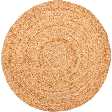 Tapis en jute naturel tissé à la main - rond / 120 cm - tapis de sol, descente de lit, paillasson, style bohème ethnique (1/2)